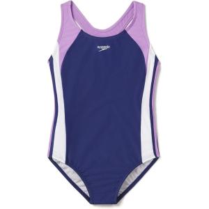 imageSpeedo Girls Swimsuit One Piece Mesh Splice Thick Strap2023 Sweet Taro