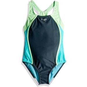 imageSpeedo Girls Swimsuit One Piece Mesh Splice Thick StrapMesh Asphalt