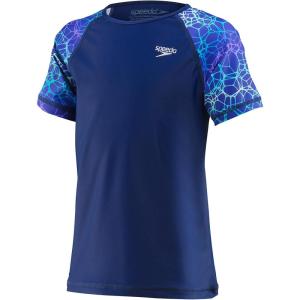 imageSpeedo Girls UV Swim Shirt Short Sleeve Printed RashguardBlue Harmony