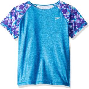 imageSpeedo Girls UV Swim Shirt Short Sleeve Printed RashguardDeep Sapphire