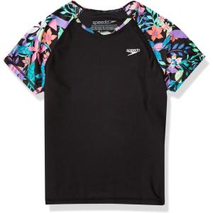 imageSpeedo Girls UV Swim Shirt Short Sleeve Printed RashguardMulti Black