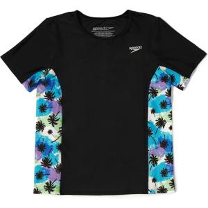 imageSpeedo Girls UV Swim Shirt Short Sleeve Printed RashguardSpeedo Black