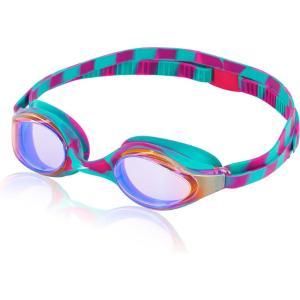 imageSpeedo Kids Swim Goggles Junior Hyper Flyer Ages 614Pink GloGreen Mirrored