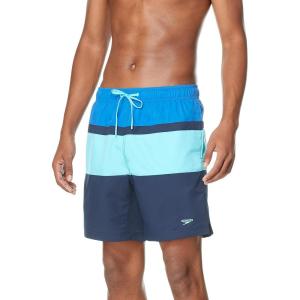 imageSpeedo Mens Swim Trunk Mid Length Redondo StripePeacoat Block