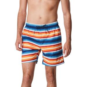 imageSpeedo Mens Swim Trunk Mid Length Redondo StripePipeline Molten Lava