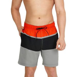 imageSpeedo Mens Swim Trunk Mid Length Redondo StripeSpicy Orange Block