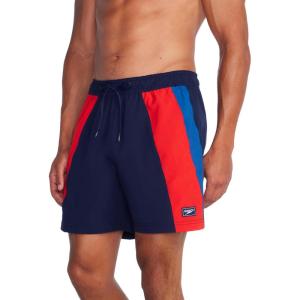 imageSpeedo Mens Swim Trunk Mid Length Redondo StripeVertical Peacoat