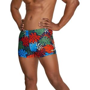 imageSpeedo Mens Swimsuit Square Leg PrintedPalm Dark Ivy