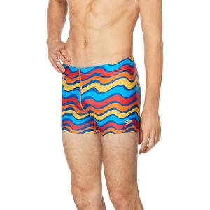 imageSpeedo Mens Swimsuit Square Leg PrintedWavy Vibrant Orange