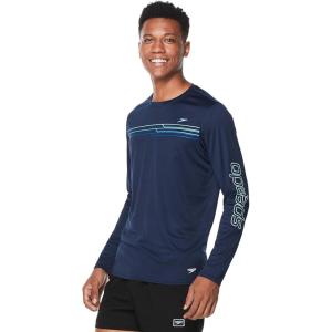 imageSpeedo Mens Uv Swim Shirt Graphic Long Sleeve TeeHorizon Peacoat