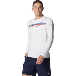 imageSpeedo Mens Uv Swim Shirt Graphic Long Sleeve TeeLanes Bright White