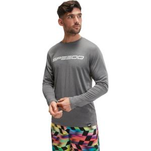 imageSpeedo Mens Uv Swim Shirt Graphic Long Sleeve TeeStacked Logo Anthracite