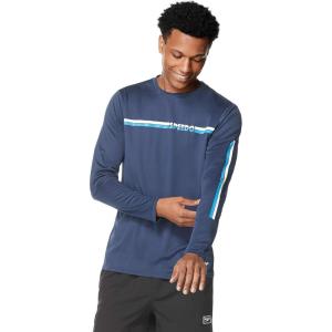 imageSpeedo Mens Uv Swim Shirt Graphic Long Sleeve TeeStripe Peacoat
