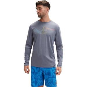 imageSpeedo Mens Uv Swim Shirt Graphic Long Sleeve TeeWave Peacoat