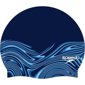 imageSpeedo UnisexAdult Swim Cap Silicone ElastomericPeacoat Riptide Blur