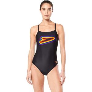 imageSpeedo Womens Swimsuit One Piece PowerFlex Flyback Printed Adult Team ColorsRainbow Brights