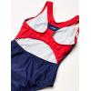 imageSpeedo Girls Swimsuit One Piece Infinity Splice Thick StrapRedWhiteBlue Stars