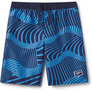 imageSpeedo Boys Swim Trunk Knee Length Boardshort EBoard PrintedCurrent Geo Azure Blue