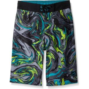 imageSpeedo Boys Swim Trunk Knee Length Boardshort EBoard PrintedSwirl Speedo Black