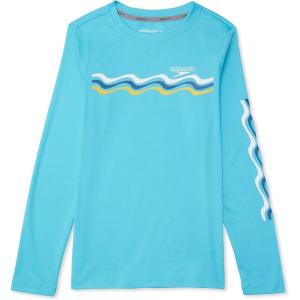 imageSpeedo Boys UV Swim Shirt Long Sleeve Tee GraphicBlue Atoll