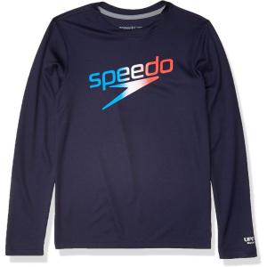 imageSpeedo Boys UV Swim Shirt Long Sleeve Tee GraphicRedWhiteBlue