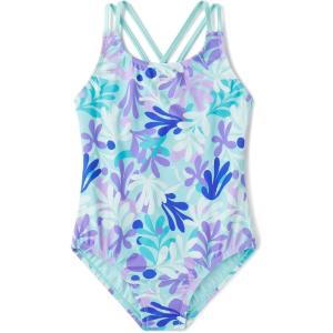 imageSpeedo Girls Swimsuit One Piece High Neck Strappy BackAqua Splash
