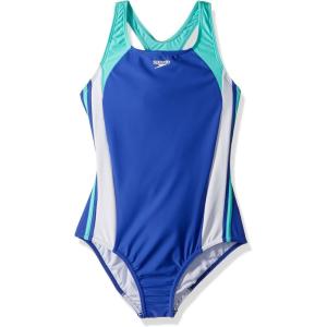 imageSpeedo Girls Swimsuit One Piece Infinity Splice Thick StrapDark Peri