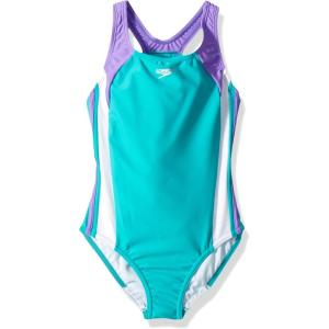 imageSpeedo Girls Swimsuit One Piece Infinity Splice Thick StrapNew Turquoise