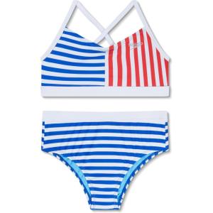 imageSpeedo Girls Swimsuit Two Piece Bikini SetMariner Stripe Cobalt