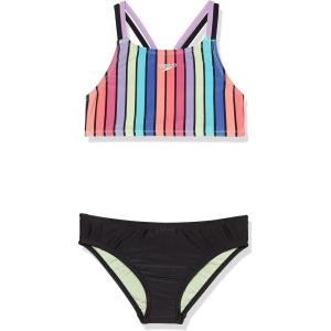 imageSpeedo Girls Swimsuit Two Piece Bikini SetRainbow Stripe Anthracite
