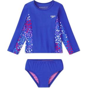 imageSpeedo Girls Uv Swim Shirt Long Sleeve Rashguard SetDazzling Blue