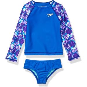 imageSpeedo Girls Uv Swim Shirt Long Sleeve Rashguard SetDeep Sapphire