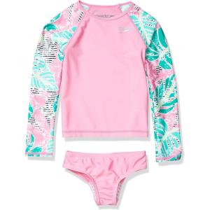 imageSpeedo Girls Uv Swim Shirt Long Sleeve Rashguard SetFuchsia Pink