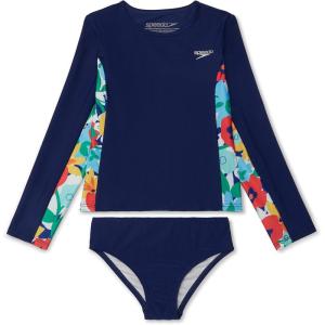 imageSpeedo Girls Uv Swim Shirt Long Sleeve Rashguard SetPeacoat