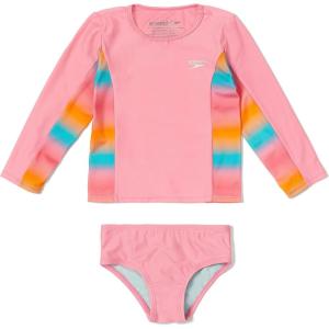 imageSpeedo Girls Uv Swim Shirt Long Sleeve Rashguard SetPink Cosmos