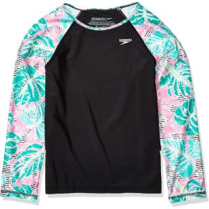 imageSpeedo Girls Uv Swim Shirt Long Sleeve RashguardBlackWhite
