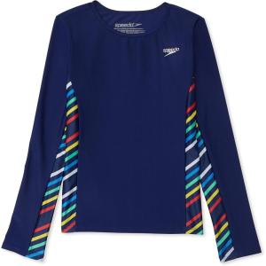imageSpeedo Girls Uv Swim Shirt Long Sleeve RashguardBlue Harmony Splice