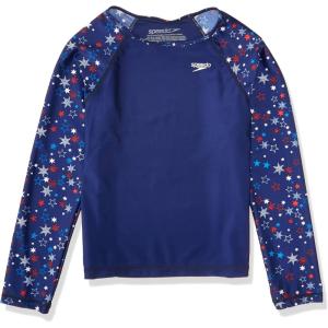 imageSpeedo Girls Uv Swim Shirt Long Sleeve RashguardRedWhiteBlue