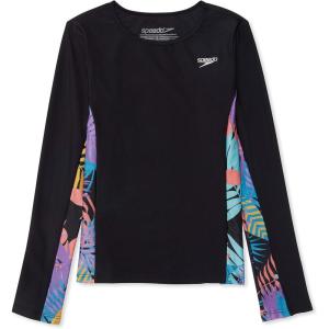 imageSpeedo Girls Uv Swim Shirt Long Sleeve RashguardSpeedo Black Splice
