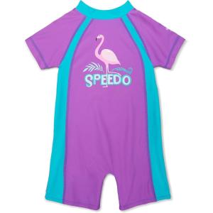 imageSpeedo Kids Swimsuit One Piece Short Sleeve Rashguard Begin to Swim PrintAmethyst