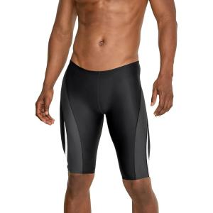 imageSpeedo Mens Standard Swimsuit Jammer Endurance Splice Team ColorsBlackCharcoalWhite