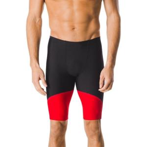imageSpeedo Mens Standard Swimsuit Jammer Endurance Splice Team ColorsBlackRed Spark