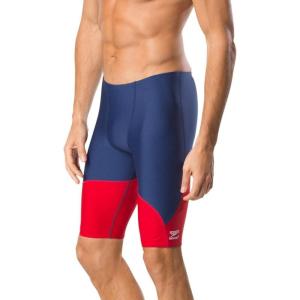 imageSpeedo Mens Standard Swimsuit Jammer Endurance Splice Team ColorsNavyRed Spark