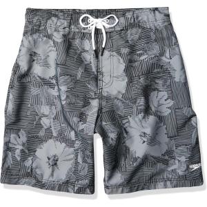 imageSpeedo Mens Swim Trunk Knee Length Boardshort Bondi PrintedBlackGrey