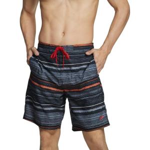 imageSpeedo Mens Swim Trunk Knee Length Boardshort Bondi PrintedBlackGrey Stripe