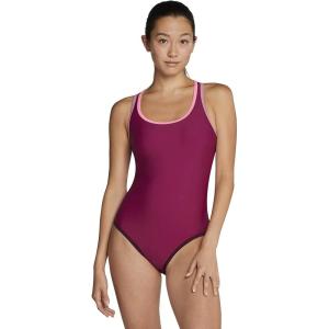 imageSpeedo Womens Swimsuit One Piece Contrast Binding High CutRaspberry Radiance