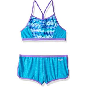 imageSpeedo Womens Swimsuit Two Piece Bikini Boy Short SetDigi Zig Zag Cyan