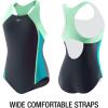 imageSpeedo Girls Swimsuit One Piece Mesh Splice Thick StrapAsphalt