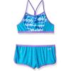 imageSpeedo Girls Swimsuit Two Piece Bikini Boy Short SetDigi Zig Zag Cyan