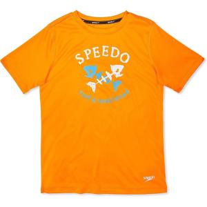 imageSpeedo Boys Uv Swim Shirt Short Sleeve Tee GraphicVibrant Orange